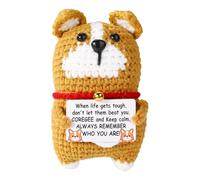 TOYMIS Crochet Corgi Dog, Cute Positive Dog Gift Handmade Crochet Doll Toy Emotional Cheer Support Mini Knitted Animal Uplifting Affirmation Plush for Women Friends or Kids