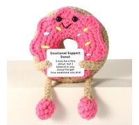 TOYMIS Crochet Donut, Funny Handmade Toy Knitted Inspirational Support Donut with Long Legs Cute Positive Emotional Doll Suitable for Family Friend Coworker Employee Gift