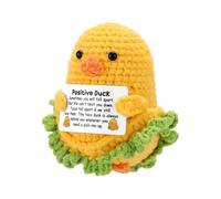 TOYMIS Crochet Duck, Handmade Knitted Cute Inspirational Duck Emotional Doll Support Positive Animal with Encouragement Card Positive Gift for Women Men Families Friends