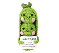 TOYMIS Crochet Pod, Inspiring Knitted Positive Pod with Inspirational Card cute Handmade Positive Affirmation Crochet Toy Gift for Women Men Birthday Christmas
