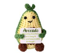 TOYMIS Crochet Positive Avocado for Teacher, Adorable Handmade Knitted Avocado Doll with Card Funny Inspirational Emotional Doll for Birthday Thanksgiving Retirement