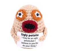 TOYMIS Crochet Potato, Adorable Handmade Knitted Positive Support Plush Ugly Monster Potato with Encouragement Card Funny Positive Inspirational Stuffed Toy Suitable for Women Men