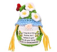 TOYMIS Cute Crochet Gnome for Encouragement, Handmade Positive Yarn Gnome Plush Gift with Uplifting Card Decorative Knitted Figurine Support Dwarf Doll for Home Office Decor