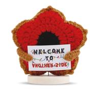 TOYMIS Demon Crochet Doll, Handmade Knitted Weird Theme Demon Doll with Card and Base Suitable for Halloween Party Decoration Birthday Present