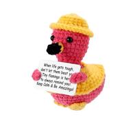 TOYMIS Flamingo Crochet, Emotional Plush Doll Support Stuffy Flamingo in Raincoat Crochet Animal Toy with Positive Messages for Inspirational Gift Home Office Decor Back to School Gift