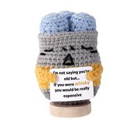 TOYMIS Funny Crochet Beer Whiskey, Adorable Whiskey Crochet Wine Gifts with Inspirational Card Cute Positive Knitted Doll for Families Friends & Loved One