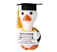 TOYMIS Graduation Goose Crochet, Emotional Handmade Doll Support Animal Funny Inspirational Knitted Plush with Positive Messages for Office Home Decor Graduation Encouraging Gift