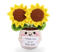 TOYMIS Handmade Crochet Sunflower Doll, Positive Potted Decoration Knitted Flower Plush Toy Thank You and Appreciation Sunflower Souvenir for Women Teacher Nurse Coworker Boss Employee Gifts