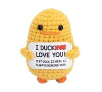 TOYMIS Knitted Positive Encourage Duck Gift, I Love You Crochet Funny Inspirational Motivational Emotional Cheer Support Duck Handmade Small Cute Doll Toy for Boyfriend Girlfriend Valentines