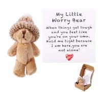 TOYMIS Mini Plush Bear, Handmade Positive Small Plush Bear In A Box with Encouragement Card Little Inspirational Support Animal Toy Suitable for Family Friend Coworkers Pocket Gift