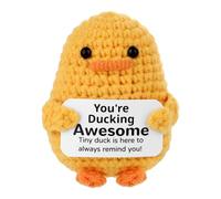 TOYMIS Mini Positive Crochet Duck, You Are Ducking Awesome Emotional Doll Support Animal for Party Home Office Decoration Motivational Gift