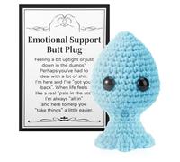 TOYMIS Positive Butt Plug, Prank Emotional Doll Support Butt Plug Knitted Crochet with Inspirational Card for Gay Lesbian Pride Gift Home Office Decor Christmas Gag Gifts