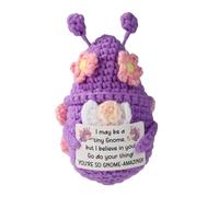TOYMIS Positive Butterfly Gnome, Cute Emotional Knitted Support Butterfly Cosplay Gnome with Positive Card Purple Crochet Encouragement Doll for Office Desk Decor