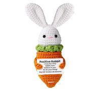 TOYMIS Positive Carrot Bunny, Crocheted Rabbit Emotional Doll Support Crochet Animal with Positive Message for Motivational Gift Home Office Decor Easter Festive Gift
