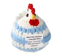 TOYMIS Positive Chicken Crochet, Emotional Doll Support Chicken Animal Crochet with Positive Message for Motivational Gift Home Office Car Dashboard Decoration(Blue)