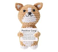 TOYMIS Positive Corgi, Standable Corgi Crochet Emotional Crochet Support Dog Positive Animal for Encouraging Gift Home Office Decoration Graduation Gift
