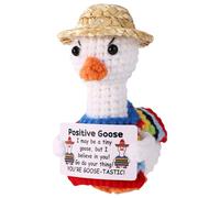 TOYMIS Positive Crochet Goose, Cinco de Mayo Crochet Emotional Doll Support Crocheted Animal with Positive Message Card for Inspirational Knitted Plush Gift Home Office Cinco de Mayo Decor
