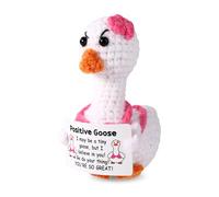TOYMIS Positive Crochet Goose, Handcrafted Inspirational Knitted Goose Doll Support Gifts with Card Uplifting Emotional Animals for Office Desk and Home Decor