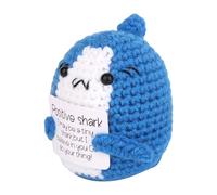 TOYMIS Positive Crochet Shark Doll, Emotional Cheer Up Support Gift Handmade Uplifting Sea Knitted Animal Plush Present for Women Men Kids Birthday Party Decor