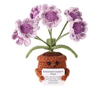 TOYMIS Positive Daisy Crochet, Crochet Daisy Flower Emotional Positive Support Crochet Positive Flower Pot Crocheted Potted Flower Positive Daisy for Motivational Gift Home Office Car Decor(Purple)