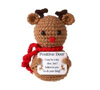 TOYMIS Positive Deer, Deer Crochet Positive Crochet Doll Crochet Animal with Positive Messages Knit Deer Crochet Elk Knitted Wool Doll for Christmas Party Decoration Encouragement Gift