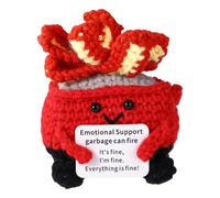 TOYMIS Positive Dumpster Fire, Adorable Handmade Dumpster Fire Crochet with Encouragement Card Emotional Plush Positive Support Knitted Doll Toy Party Favors Cheer Up Gifts Desk Decor