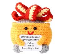 TOYMIS Positive Dumpster Fire, Funny Handmade Emotional Knitted Support Dumpster Fire Crochet Doll Toy with Encouragement Card Desk Decor Inspirational Gifts for Friends Family