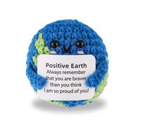 TOYMIS Positive Earth, 2.2in Inspirational Knitted Doll Mini Cute Crochet Earth Doll Motivational Knitted Toy with Encouragement Card for Birthday Gift Party Decoration