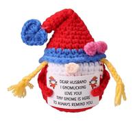 TOYMIS Positive Gnome, Anniversary Crochet Gnome Emotional Doll Support with Positive Message Card for Husband Anniversary Souvenir Romantic Relationship Symbol Inspirational Desktop Decor