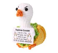 TOYMIS Positive Goose, 3.54 Inch Emotional Uplifting Support Crochet Taco Cheer Up Goose Knitted Doll Cute Handmade Positive Animals Plush Inspirational Gift for Birthday Christmas Party Decor