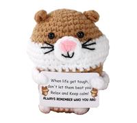 TOYMIS Positive Hamster, Adorable Emotional Toy with Encouraging Card Incentive Animals Crochets Creative Knitted Hamster for Friends Family (Style 4)