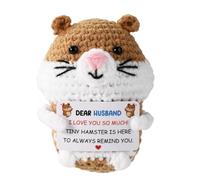 TOYMIS Positive Hamster, Adorable Emotional Toy with Encouraging Card Incentive Animals Crochets Creative Knitted Hamster for Friends Family (Style 2)
