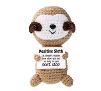 TOYMIS Positive Knitted Sloth, 3.94in Handmade Emotional Plush Sloth Support Toy, Inspirational Cheer Up Sloth, Encouragement Crochet Animals Doll, Funny Gifts for Birthday Christmas(Khaki)