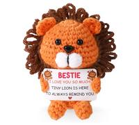 TOYMIS Positive Lion for Friends, Emotional Plush Positive Support Crochet Lion Woolen Yarn Cute Knitted Doll Gifts for Friends Sisters