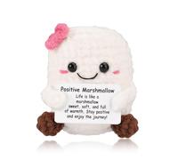 TOYMIS Positive Marshmallow, 3.15 Inch Emotional Support Marshmallow with Inspirational Card Funny Knitted Doll Creative Cute Crochet Toy Positive Life Potato Cheer up Gift for Home Office Party