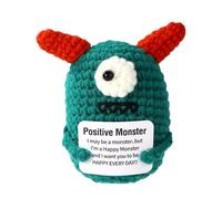 TOYMIS Positive Monster, Cute Emotional Crochet Monster with Encouraging Card Funny Knitted Doll Incentive Gifts Fit Family Friends Perfect Desktop Decor for Home Bedroom Office