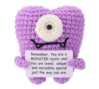 TOYMIS Positive Monster, Motivational Handmade Knitted Toy Cute Funny Inspirational Encourage Life Doll Ornaments Gifts with Encouraging Card for Adults Kids Friends Home Office Desk Decoration