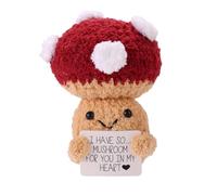 TOYMIS Positive Mushroom, Crocheted Mushroom Emotional Doll Support Positive Food Doll for Motivational Gift Home Office Decor Back to School Gift(Red)