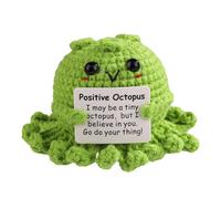 TOYMIS Positive Octopus, Mini Knitted Octopus Doll Funny Positive Life Potato Crocheted Octopus with Encouragement Card Emotional Support Knitted Doll for Home Decoration Gift (Green)
