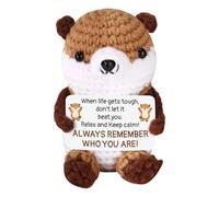 TOYMIS Positive Otter, Cute Handmade Crochet Otter with Life Paper Cards Emotional Plush Positive Support Toy Knitted Doll Animals for Women Men Incentive Gift & Decor