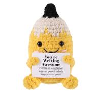 TOYMIS Positive Pencil, Cute Crochet Pencil with Inspiring Card Knitted Toy Funny Potato Emotional Support Doll Teachers Appreciation Gifts for Home Office Desktop Decoration