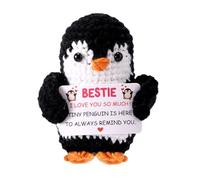 TOYMIS Positive Penguin, Crochet Animals Plush Support Doll Woolen Yarn Crochet Penguin with Encouragement Card Positive Gifts for Friends