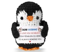 TOYMIS Positive Penguin Crochet, Emotional Plush Positive Support Doll Cute Knitted Penguin with Encouragement Card for Husband