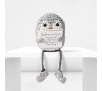 TOYMIS Positive Penguin Doll, Funny Knitted Penguin Toy with Long Legs & Encouragement Card Emotional Penguin Cheer Up Animals Crochet Toy Support Plush Gifts for Friends Family Home Decor (Gray)