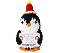 TOYMIS Positive Penguin, Woolen Yarn Crochet Penguin Plush Positive Support Animals Doll with Encouragement Card for Family Friends Birthday Gifts