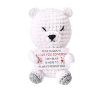 TOYMIS Positive Polar Bear Crochet, Emotional Knitted Polar Bear with Cheer Card Support Crochet Animal Doll for Encouragement Gift Birthday Christmas Stocking Stuffers (for Husband)