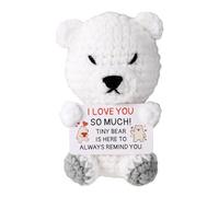 TOYMIS Positive Polar Bear Crochet, Emotional Knitted Polar Bear with Cheer Card Support Crochet Animal Doll for Encouragement Gift Birthday Christmas Stocking Stuffers (for Couple)