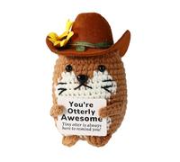 TOYMIS Positive Sea Otter, 3.94 Inch Emotional Sea Otter with Inspirational Card Cute Emotional Knitted Potato Doll Uplifting Support Yarn Animals Doll Toy for Home Office Desk Bedroom