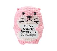 TOYMIS Positive Sea Otter, Funny Handmade Crochet Sea Otter with Encouragement Card Emotional Doll Support Animal Toy for Bedroom Study Room Office Desk
