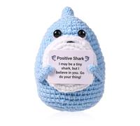 TOYMIS Positive Shark, Positive Crochet Animal Cute Knitted Positive Plush Doll Knitted Wool Toy Encouragement Crochet for Inspirational Crochet Gifts Party Decoration